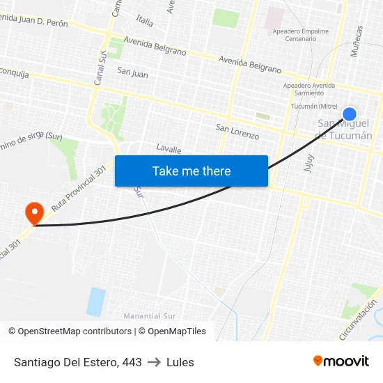 Santiago Del Estero, 443 to Lules map