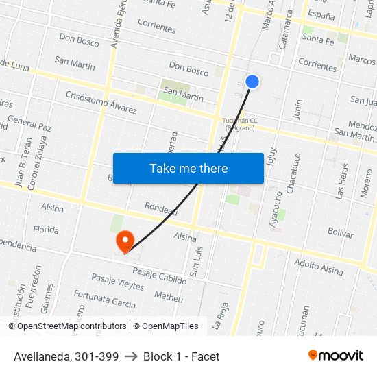 Avellaneda, 301-399 to Block 1 - Facet map