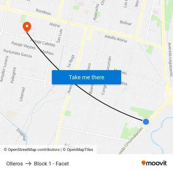 Olleros to Block 1 - Facet map