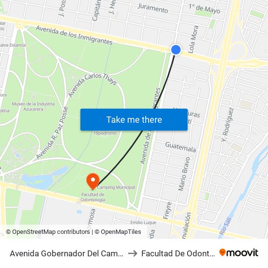 Avenida Gobernador Del Campo, 1118 to Facultad De Odontología map