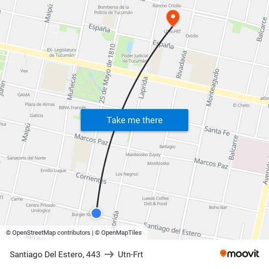 Santiago Del Estero, 443 to Utn-Frt map