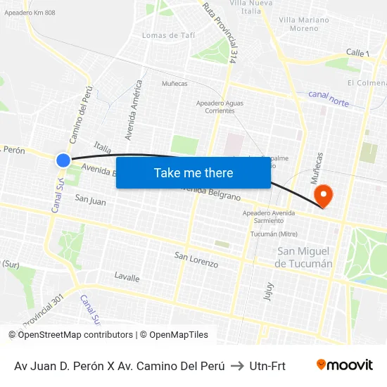 Av Juan D. Perón X Av. Camino Del Perú to Utn-Frt map