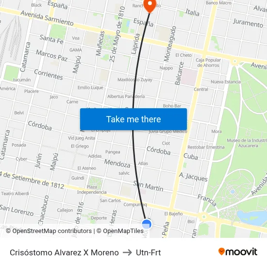 Crisóstomo Alvarez X Moreno to Utn-Frt map