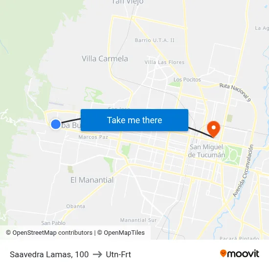 Saavedra Lamas, 100 to Utn-Frt map