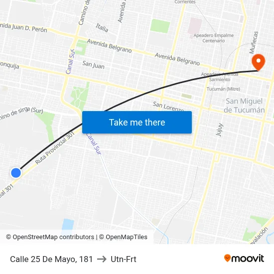 Calle 25 De Mayo, 181 to Utn-Frt map
