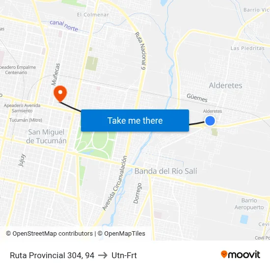 Ruta Provincial 304, 94 to Utn-Frt map