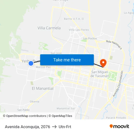 Avenida Aconquija, 2076 to Utn-Frt map
