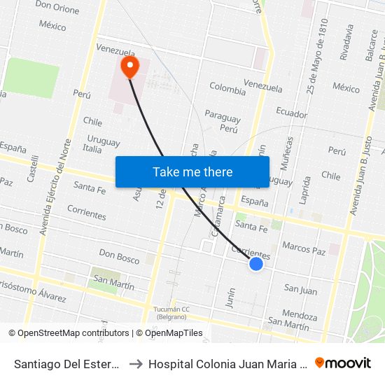 Santiago Del Estero, 659 to Hospital Colonia Juan Maria Obarrio map