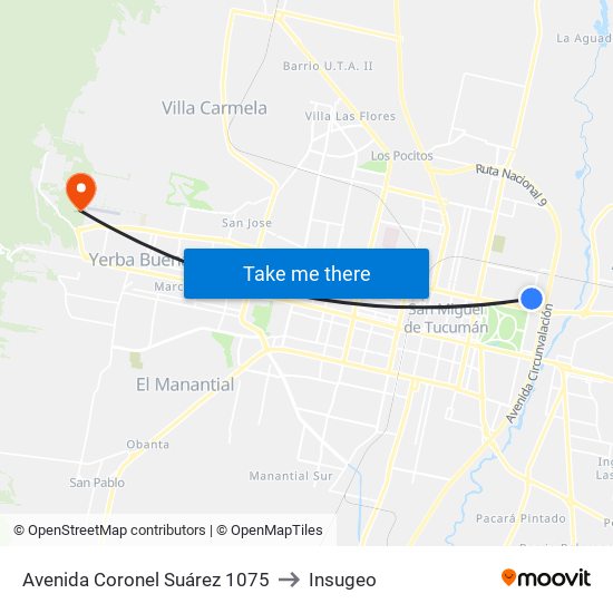 Avenida Coronel Suárez 1075 to Insugeo map