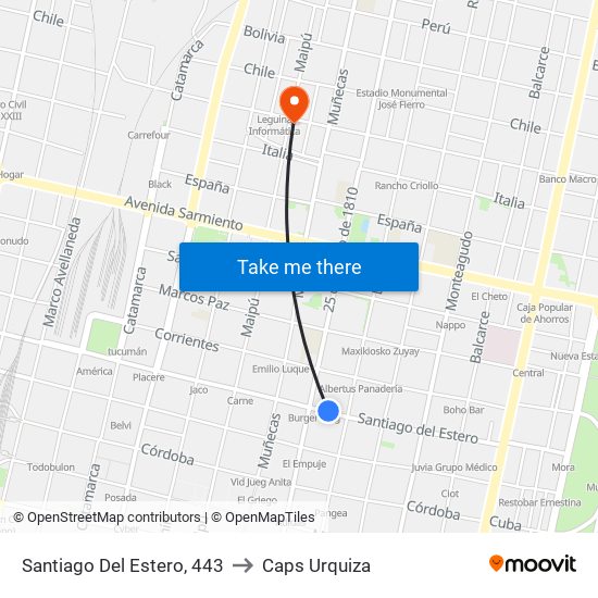 Santiago Del Estero, 443 to Caps Urquiza map