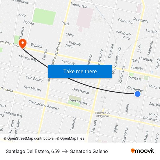 Santiago Del Estero, 659 to Sanatorio Galeno map