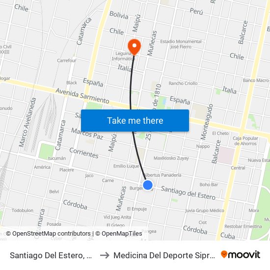 Santiago Del Estero, 443 to Medicina Del Deporte Siprosa map