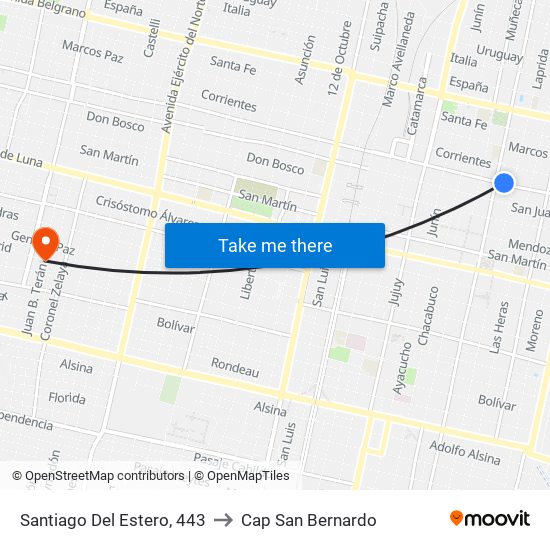 Santiago Del Estero, 443 to Cap San Bernardo map