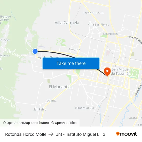 Rotonda Horco Molle to Unt - Instituto Miguel Lillo map