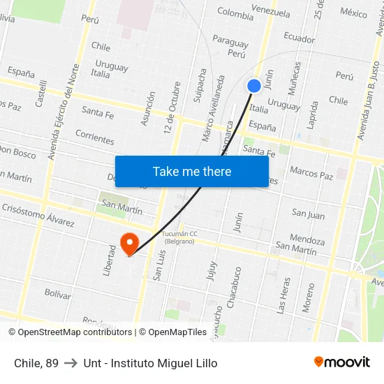 Chile, 89 to Unt - Instituto Miguel Lillo map