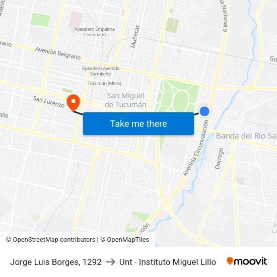 Jorge Luis Borges, 1292 to Unt - Instituto Miguel Lillo map