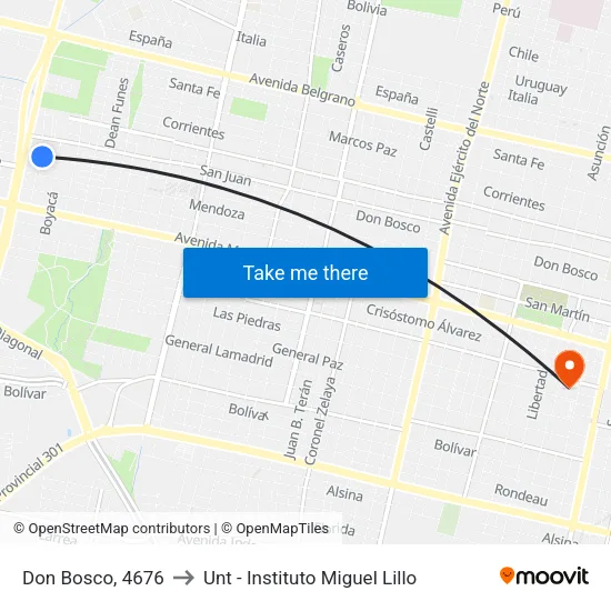 Don Bosco, 4676 to Unt - Instituto Miguel Lillo map