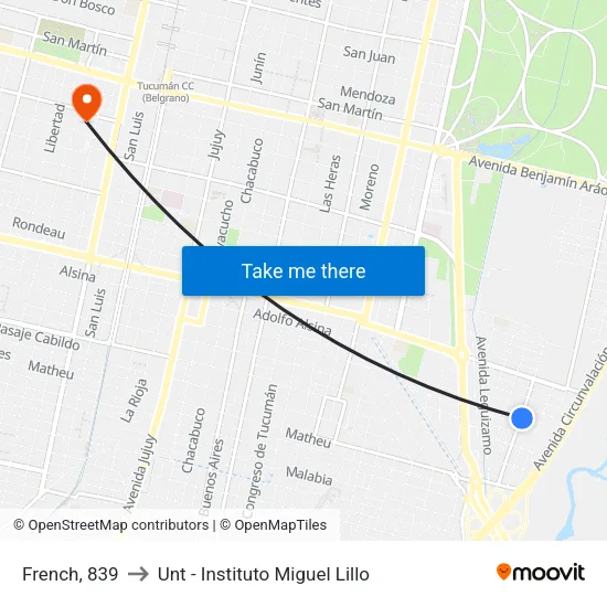French, 839 to Unt - Instituto Miguel Lillo map
