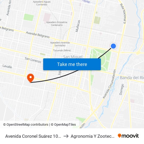 Avenida Coronel Suárez 1075 to Agronomia Y Zootecnia map
