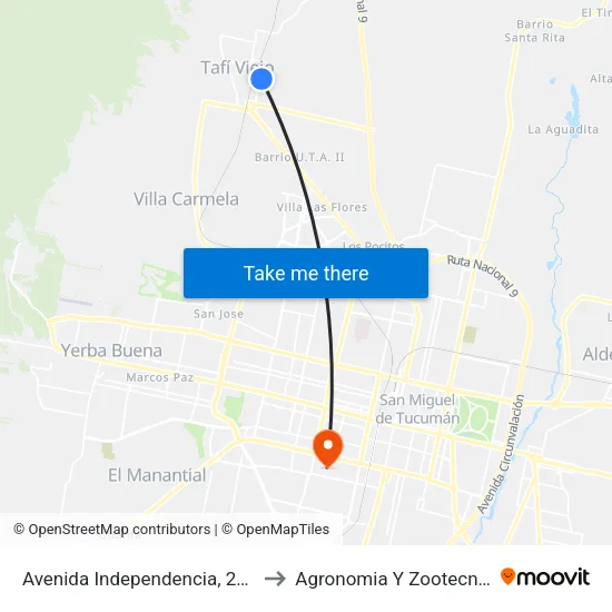 Avenida Independencia, 200 to Agronomia Y Zootecnia map