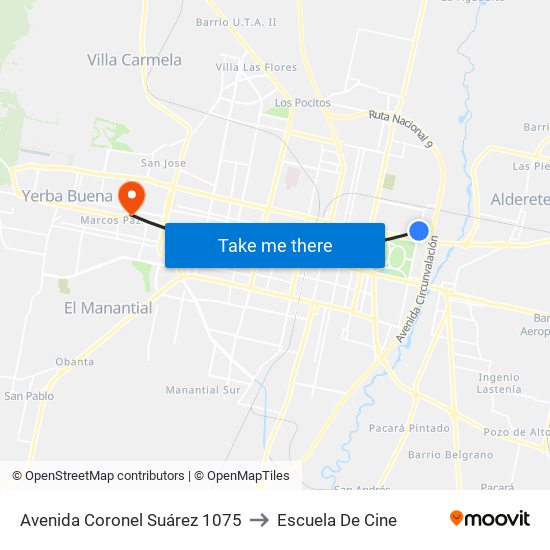 Avenida Coronel Suárez 1075 to Escuela De Cine map