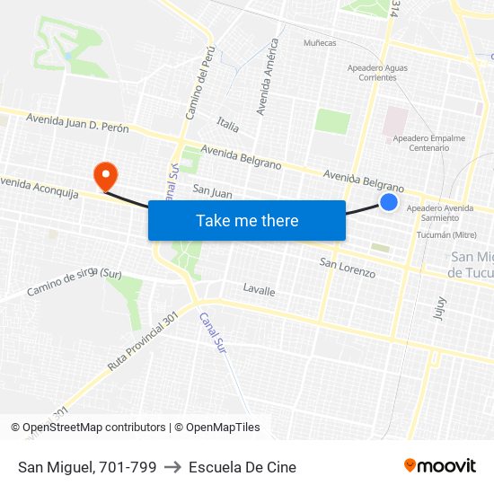 San Miguel, 701-799 to Escuela De Cine map