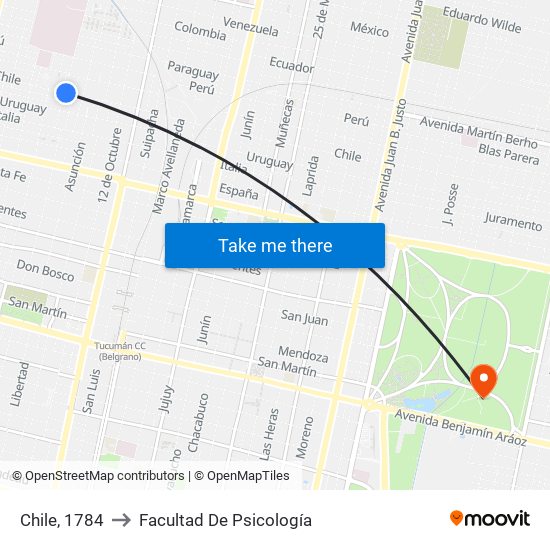 Chile, 1784 to Facultad De Psicología map