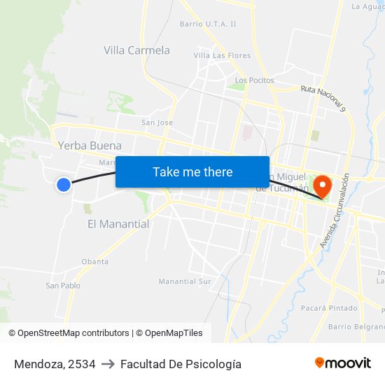 Mendoza, 2534 to Facultad De Psicología map
