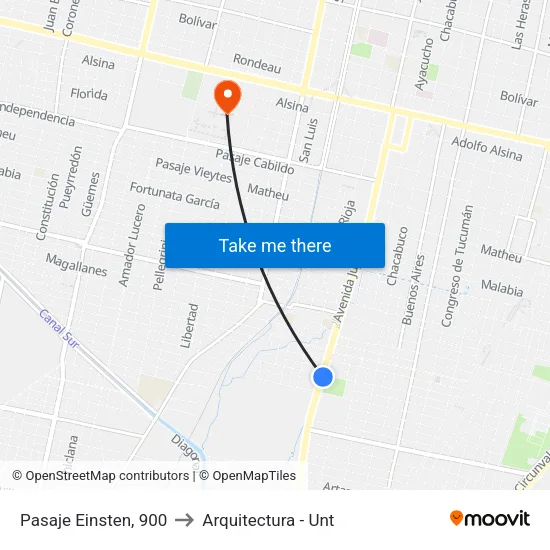 Pasaje Einsten, 900 to Arquitectura - Unt map