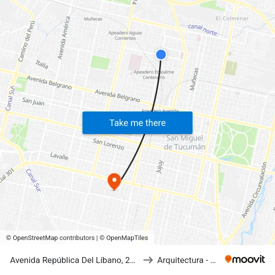 Avenida República Del Líbano, 2020 to Arquitectura - Unt map