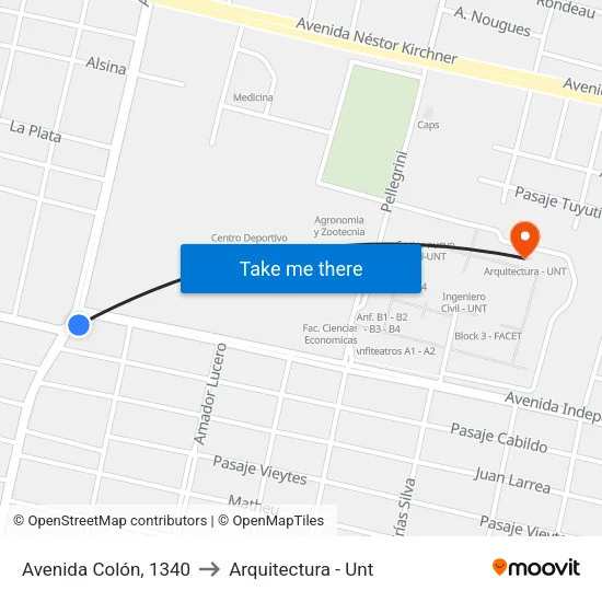 Avenida Colón, 1340 to Arquitectura - Unt map