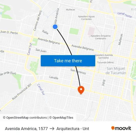 Avenida América, 1577 to Arquitectura - Unt map
