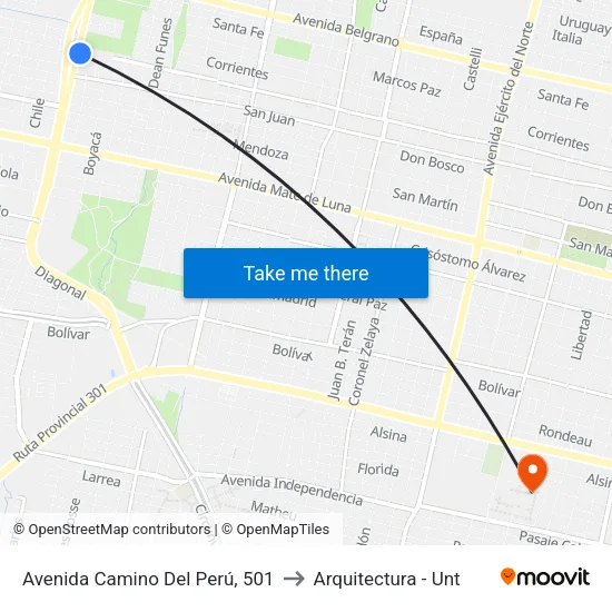Avenida Camino Del Perú, 501 to Arquitectura - Unt map