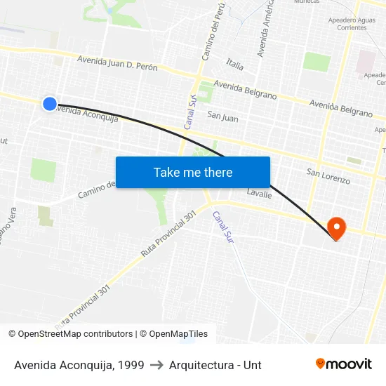Avenida Aconquija, 1999 to Arquitectura - Unt map