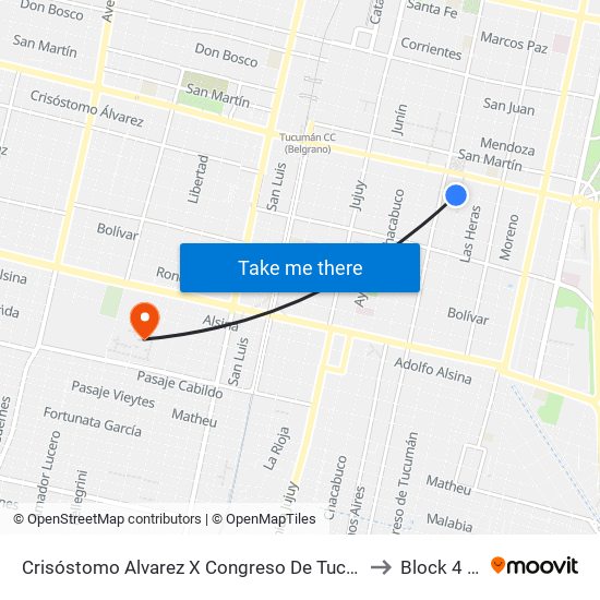 Crisóstomo Alvarez X Congreso De Tucumán (Casa Histórica) to Block 4 - Facet map