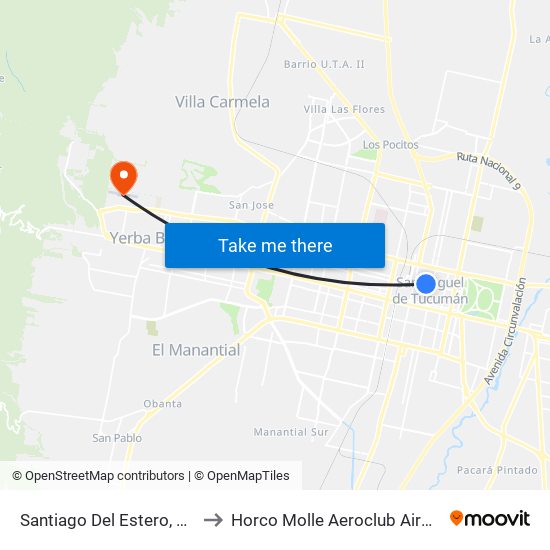 Santiago Del Estero, 659 to Horco Molle Aeroclub Airport map