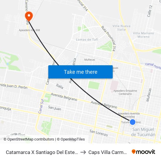 Catamarca X Santiago Del Estero to Caps Villa Carmela map