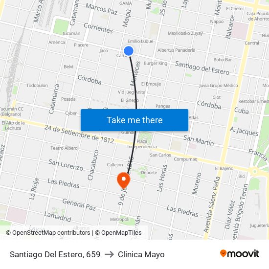 Santiago Del Estero, 659 to Clinica Mayo map