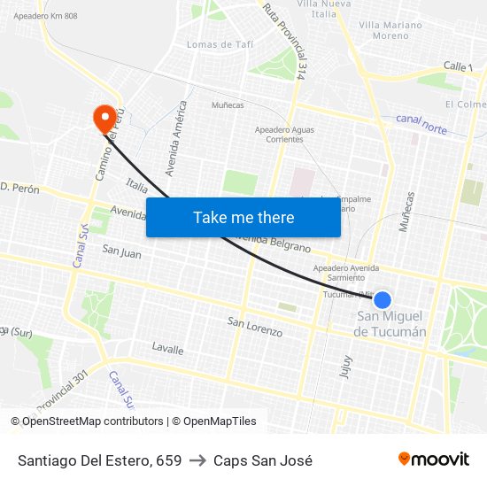 Santiago Del Estero, 659 to Caps San José map