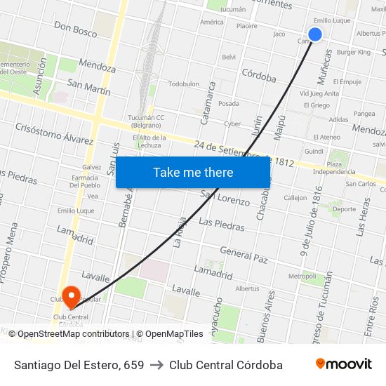 Santiago Del Estero, 659 to Club Central Córdoba map