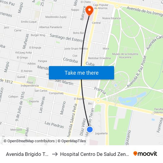 Avenida Brígido Terán, 250 to Hospital Centro De Salud Zenón J. Santillán map