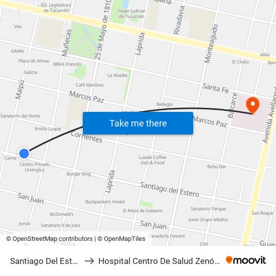 Santiago Del Estero, 659 to Hospital Centro De Salud Zenón J. Santillán map