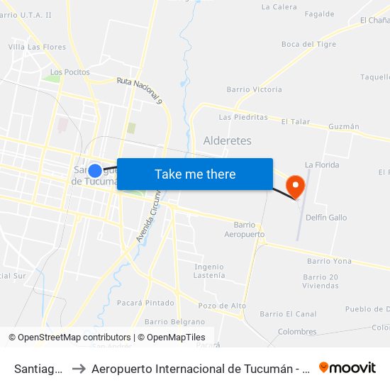 Santiago Del Estero, 659 to Aeropuerto Internacional de Tucumán - Teniente General Benjamín Matienzo (TUC) (Aeropuerto Internac map