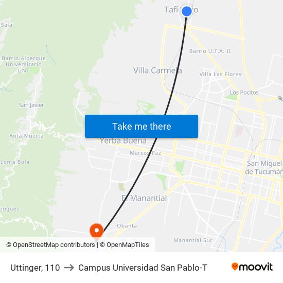 Uttinger, 110 to Campus Universidad San Pablo-T map