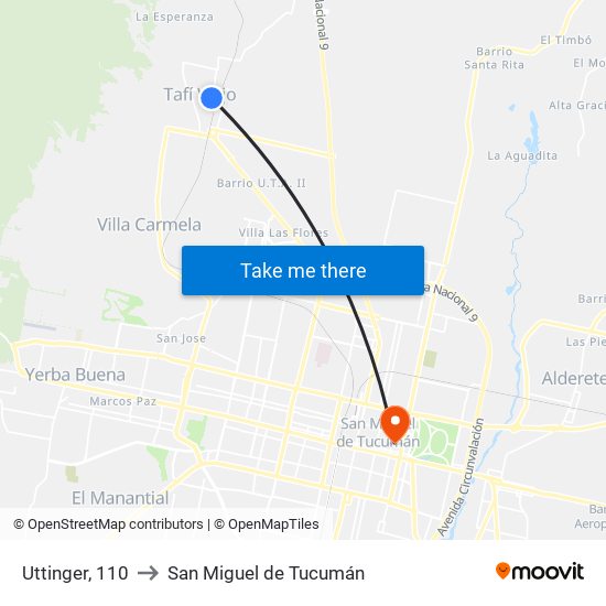 Uttinger, 110 to San Miguel de Tucumán map