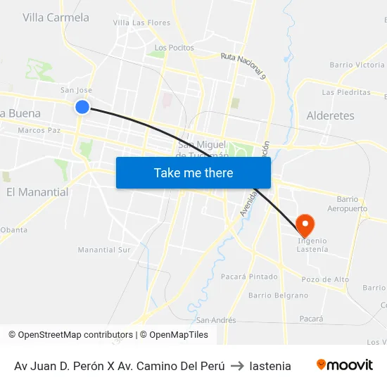 Av Juan D. Perón X Av. Camino Del Perú to lastenia map