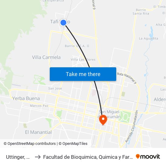 Uttinger, 110 to Facultad de Bioquimica, Quimica y Farmacia map