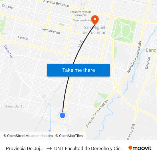 Provincia De Jujuy, 3550 to UNT Facultad de Derecho y Ciencias Sociales map