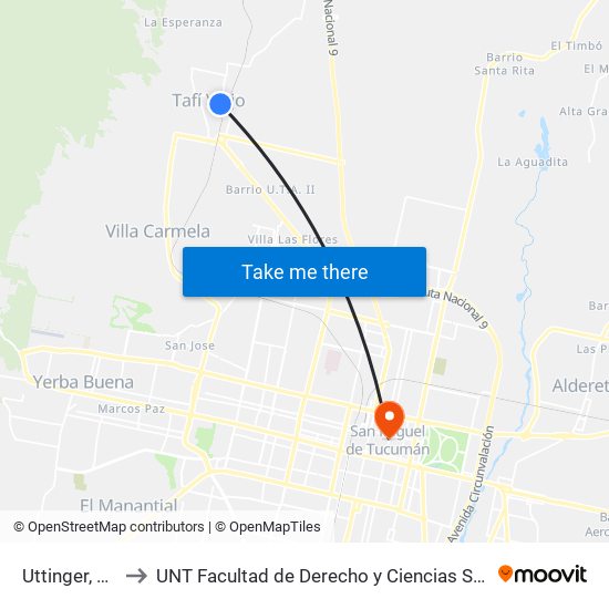 Uttinger, 110 to UNT Facultad de Derecho y Ciencias Sociales map