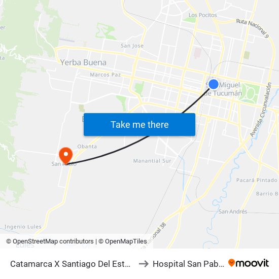 Catamarca X Santiago Del Estero to Hospital San Pablo map